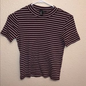 Forever 21 burgundy stripped shirt